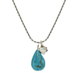 Star of David Silver Sterling Silver Necklace with a Turquoise Drop