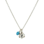 Small Shin Star of David Charm Necklace with a Turquoise