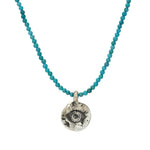 Evil Eye, Engraved Sterling Silver Necklace with Beads