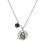 Western Wall Imprint Evil Hamsa Sterling Silver Necklace with a Labradorite Star of David
