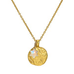 Western Wall Imprint Gold plated Necklace with a Rainbow Moonstone Star of David