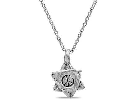 Large Star of David- Magen David Pendant with Peace Sign in Sterling Silver - Western Wall Jewelry 