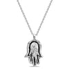 Hamsa Silver Necklace imprinted with texture from the Western Wall - Western Wall Jewelry 