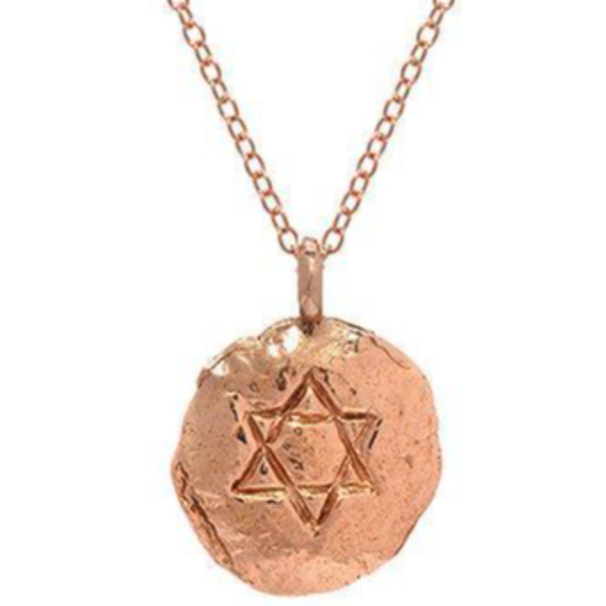 Diamond Pendant with Jewish Star of David in 14K Yellow Gold, White Gold or Rose Gold - Rose Gold 16 Chain