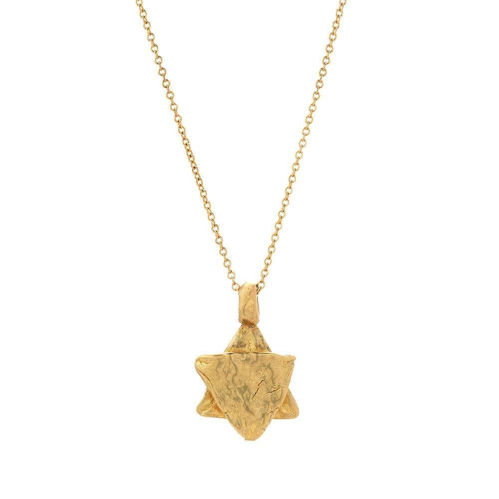 Large 14k Gold Star of David Necklace - Western Wall Jewelry 